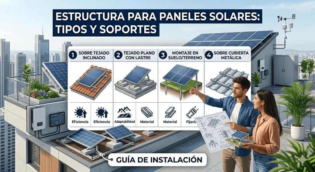 Estructura para paneles solares balcón