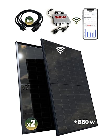 Kit solar 800W bifacial ESUNRA All Black con microinversor NEP