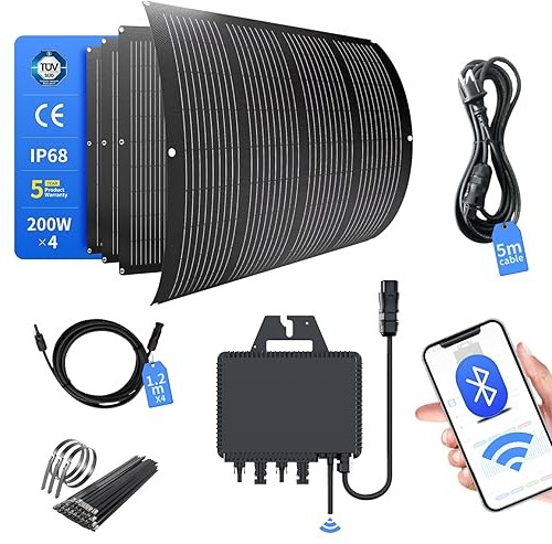 Kit solar flexible 800W con correas para balcon y microinversor