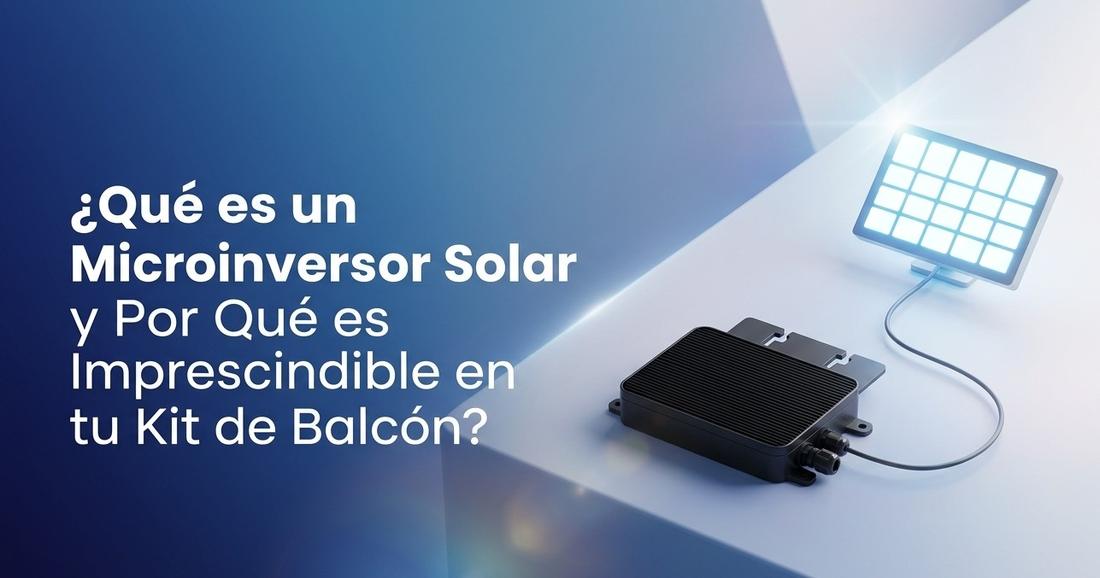 Detalle técnico de un microinversor solar instalado en un kit de balcón plug and play