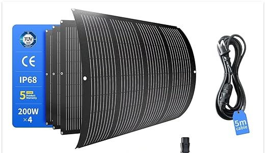 RC Kit Balkonkraftwerk 800W con 4 paneles flexibles monocristalinos de 200W instalados en balcón
