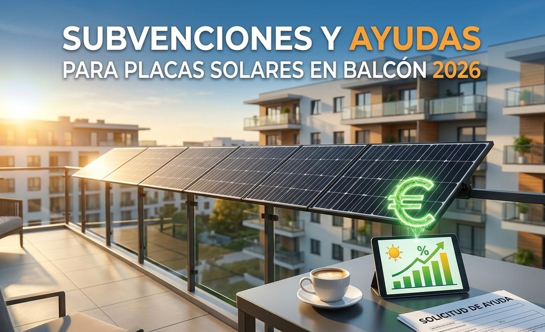 Persona revisando facturas y subvenciones para placas solares en el balcón